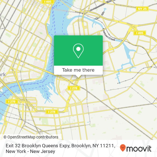 Mapa de Exit 32 Brooklyn Queens Expy, Brooklyn, NY 11211