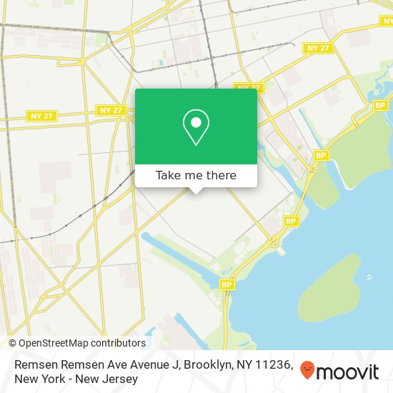 Mapa de Remsen Remsen Ave Avenue J, Brooklyn, NY 11236