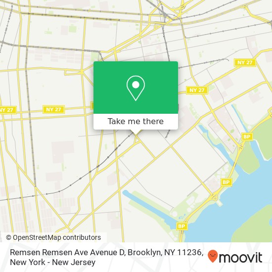 Mapa de Remsen Remsen Ave Avenue D, Brooklyn, NY 11236