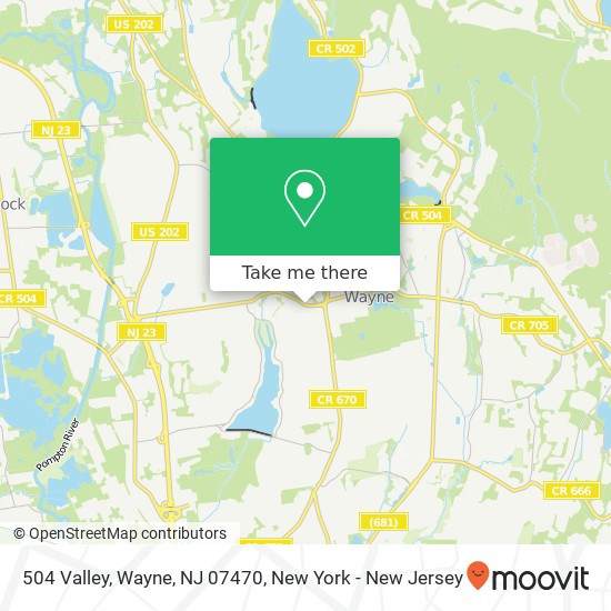 Mapa de 504 Valley, Wayne, NJ 07470