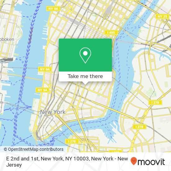 Mapa de E 2nd and 1st, New York, NY 10003
