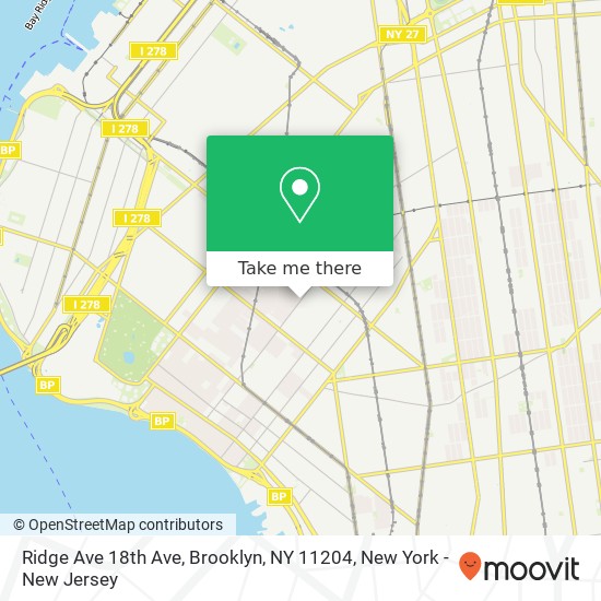 Mapa de Ridge Ave 18th Ave, Brooklyn, NY 11204