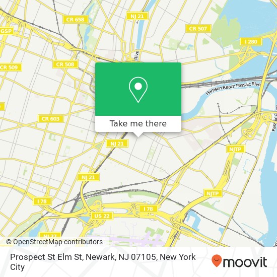 Prospect St Elm St, Newark, NJ 07105 map
