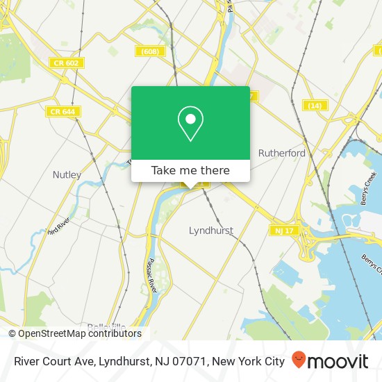 Mapa de River Court Ave, Lyndhurst, NJ 07071