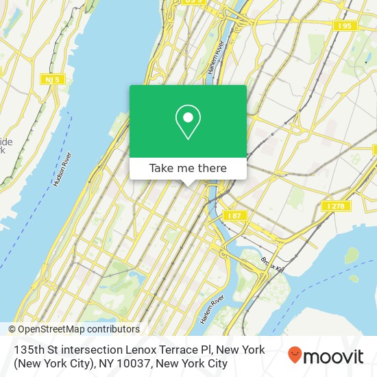 Mapa de 135th St intersection Lenox Terrace Pl, New York (New York City), NY 10037