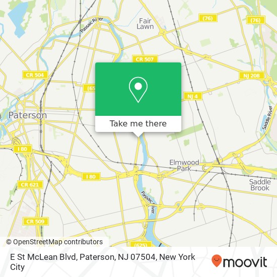 Mapa de E St McLean Blvd, Paterson, NJ 07504