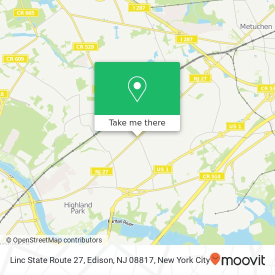 Mapa de Linc State Route 27, Edison, NJ 08817