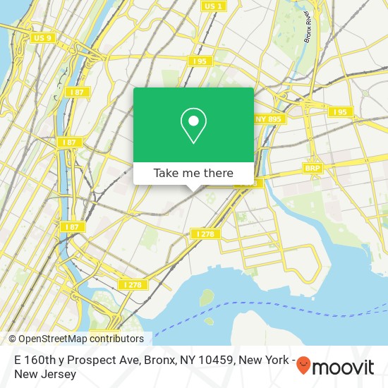 Mapa de E 160th y Prospect Ave, Bronx, NY 10459