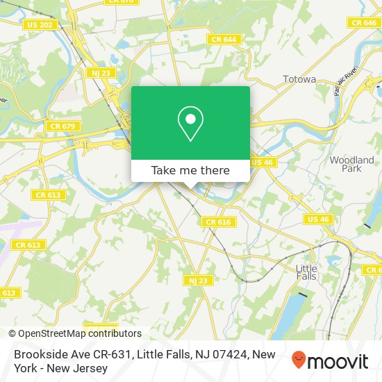 Mapa de Brookside Ave CR-631, Little Falls, NJ 07424