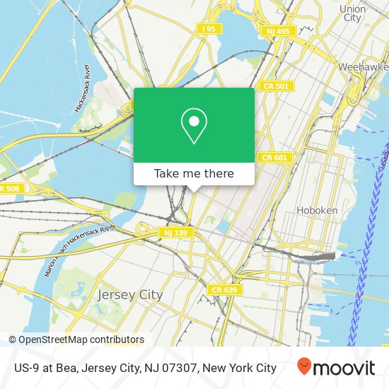 US-9 at Bea, Jersey City, NJ 07307 map