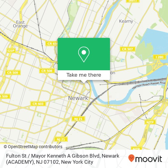 Mapa de Fulton St / Mayor Kenneth A Gibson Blvd, Newark (ACADEMY), NJ 07102