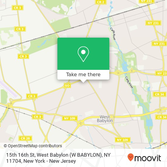 Mapa de 15th 16th St, West Babylon (W BABYLON), NY 11704