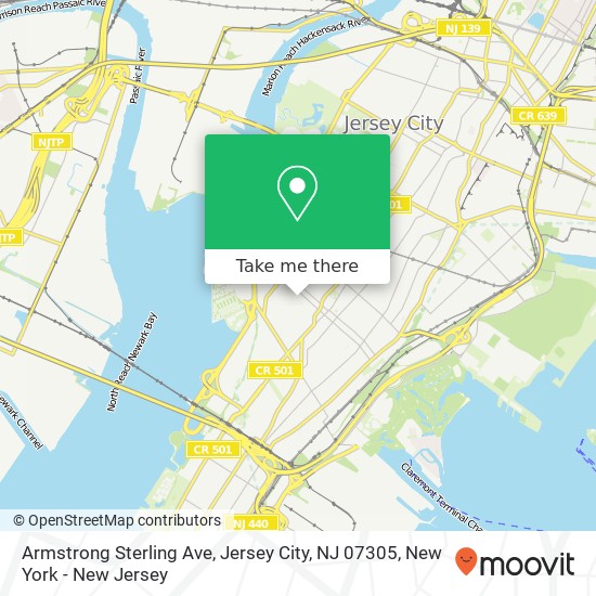 Mapa de Armstrong Sterling Ave, Jersey City, NJ 07305