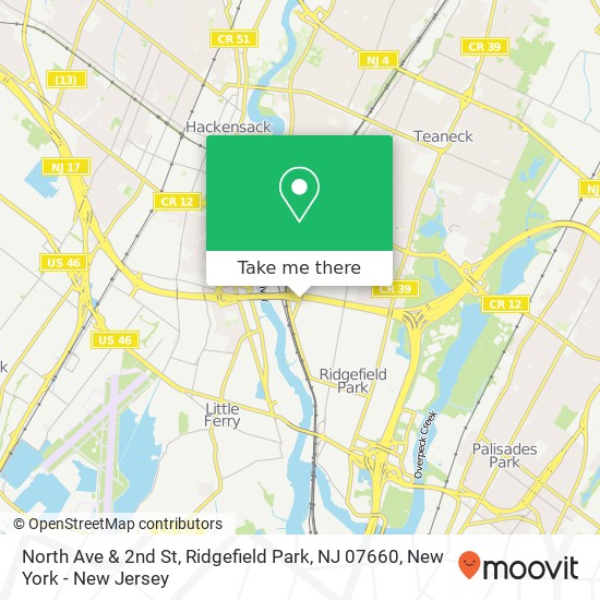Mapa de North Ave & 2nd St, Ridgefield Park, NJ 07660