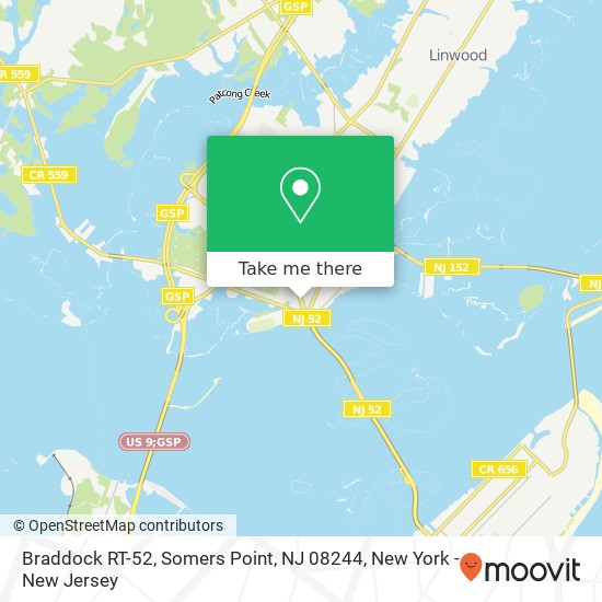 Mapa de Braddock RT-52, Somers Point, NJ 08244