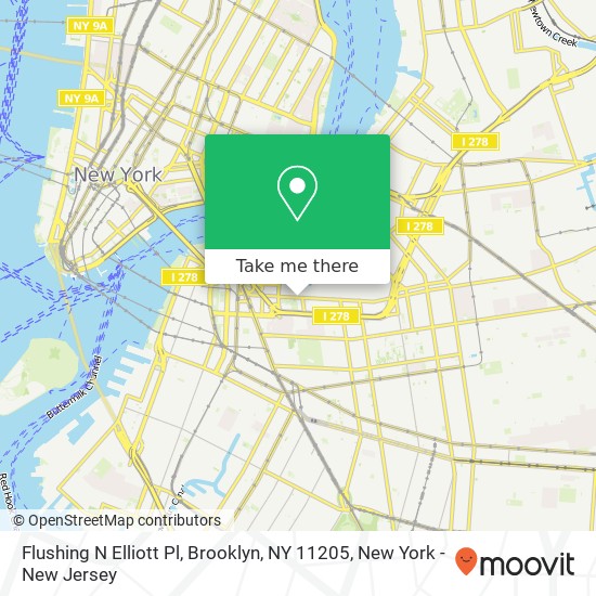 Mapa de Flushing N Elliott Pl, Brooklyn, NY 11205