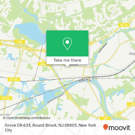 Mapa de Grove CR-635, Bound Brook, NJ 08805