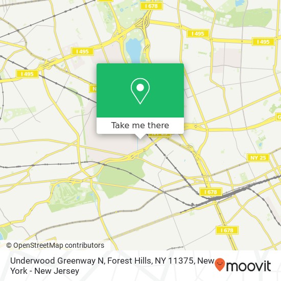 Mapa de Underwood Greenway N, Forest Hills, NY 11375