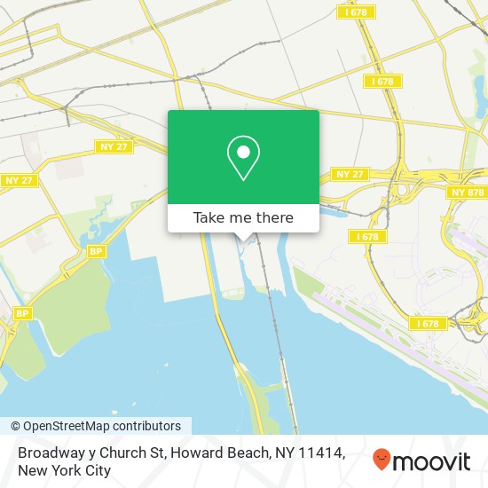 Mapa de Broadway y Church St, Howard Beach, NY 11414