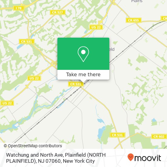 Mapa de Watchung and North Ave, Plainfield (NORTH PLAINFIELD), NJ 07060