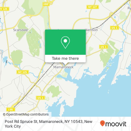 Mapa de Post Rd Spruce St, Mamaroneck, NY 10543