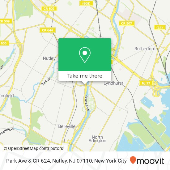 Mapa de Park Ave & CR-624, Nutley, NJ 07110