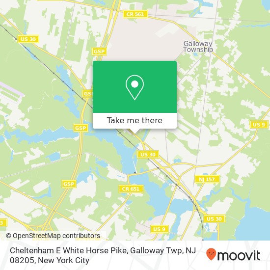 Mapa de Cheltenham E White Horse Pike, Galloway Twp, NJ 08205