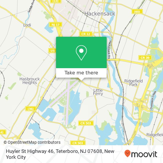 Mapa de Huyler St Highway 46, Teterboro, NJ 07608