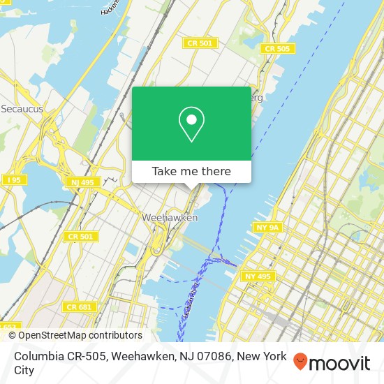 Mapa de Columbia CR-505, Weehawken, NJ 07086