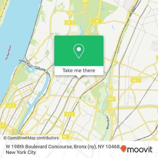 W 198th Boulevard Concourse, Bronx (ny), NY 10468 map