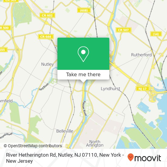 Mapa de River Hetherington Rd, Nutley, NJ 07110