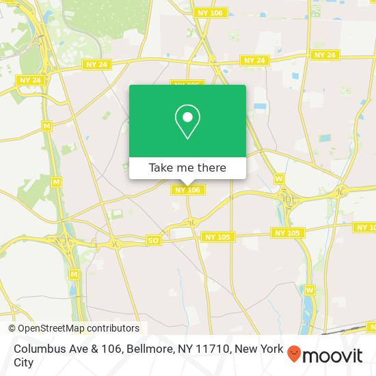 Mapa de Columbus Ave & 106, Bellmore, NY 11710