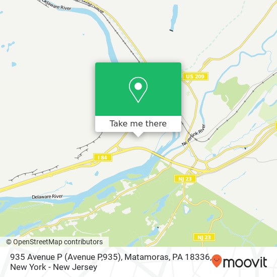 Mapa de 935 Avenue P (Avenue P,935), Matamoras, PA 18336