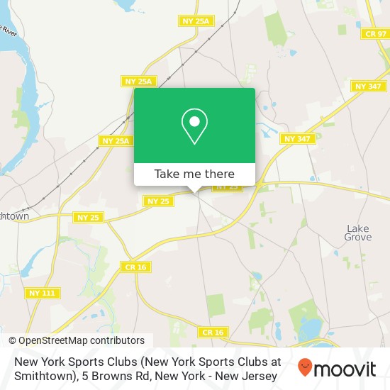 New York Sports Clubs (New York Sports Clubs at Smithtown), 5 Browns Rd map
