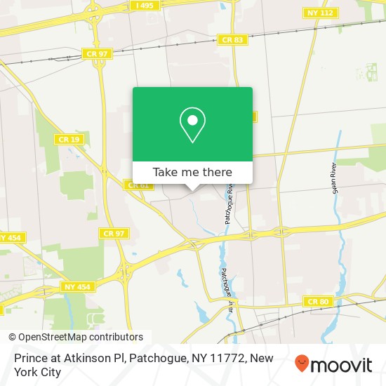Mapa de Prince at Atkinson Pl, Patchogue, NY 11772