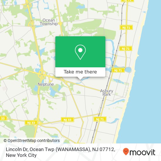 Mapa de Lincoln Dr, Ocean Twp (WANAMASSA), NJ 07712