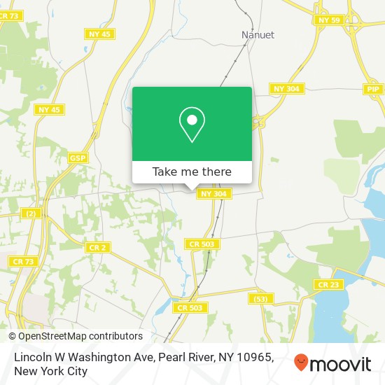 Mapa de Lincoln W Washington Ave, Pearl River, NY 10965