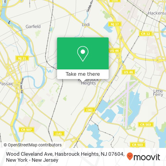 Mapa de Wood Cleveland Ave, Hasbrouck Heights, NJ 07604