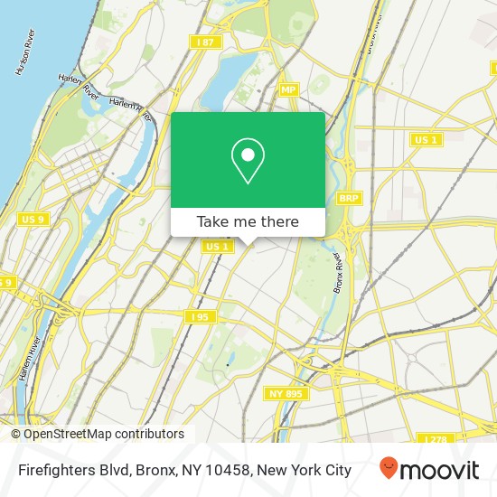 Mapa de Firefighters Blvd, Bronx, NY 10458