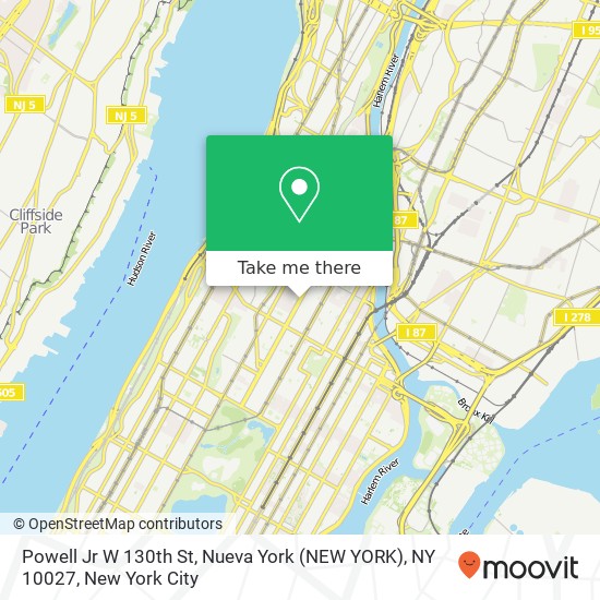 Mapa de Powell Jr W 130th St, Nueva York (NEW YORK), NY 10027