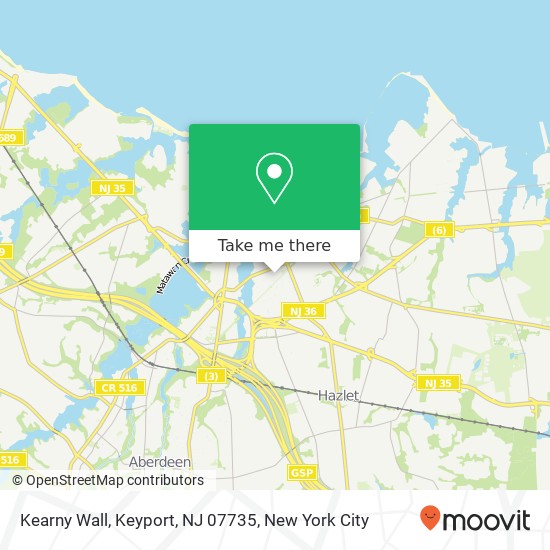 Mapa de Kearny Wall, Keyport, NJ 07735