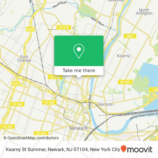 Mapa de Kearny St Summer, Newark, NJ 07104