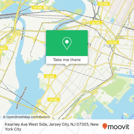 Mapa de Kearney Ave West Side, Jersey City, NJ 07305
