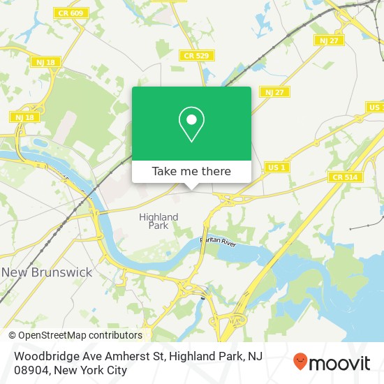 Woodbridge Ave Amherst St, Highland Park, NJ 08904 map
