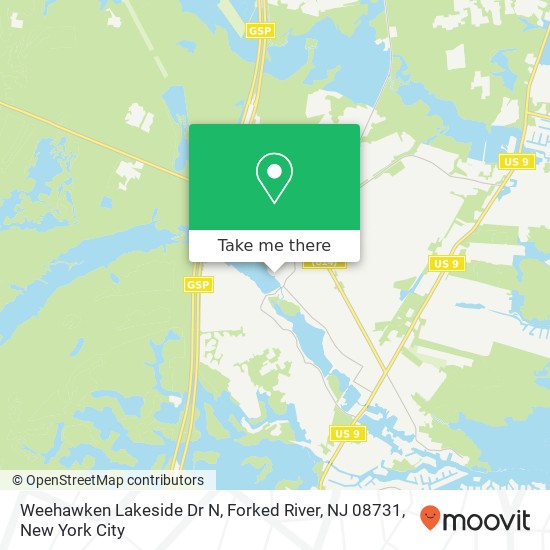 Mapa de Weehawken Lakeside Dr N, Forked River, NJ 08731