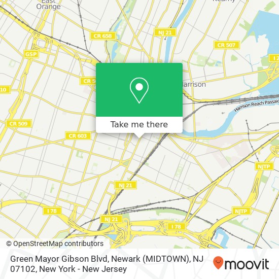 Mapa de Green Mayor Gibson Blvd, Newark (MIDTOWN), NJ 07102