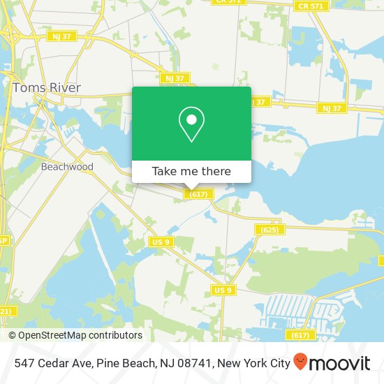 Mapa de 547 Cedar Ave, Pine Beach, NJ 08741