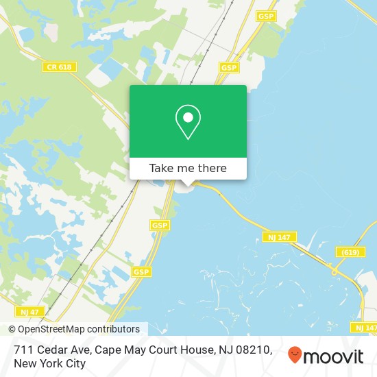 Mapa de 711 Cedar Ave, Cape May Court House, NJ 08210