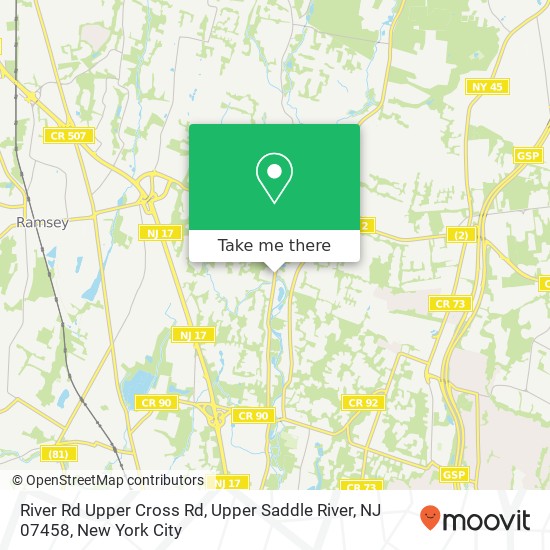 River Rd Upper Cross Rd, Upper Saddle River, NJ 07458 map