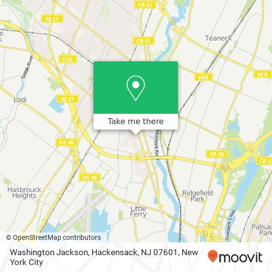 Mapa de Washington Jackson, Hackensack, NJ 07601